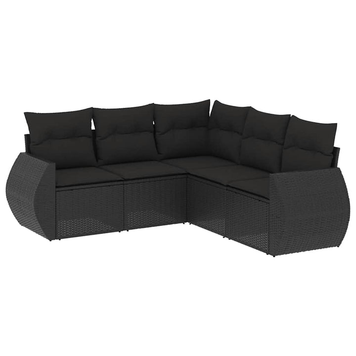 sofasæt til haven 5 dele med hynder polyrattan sort