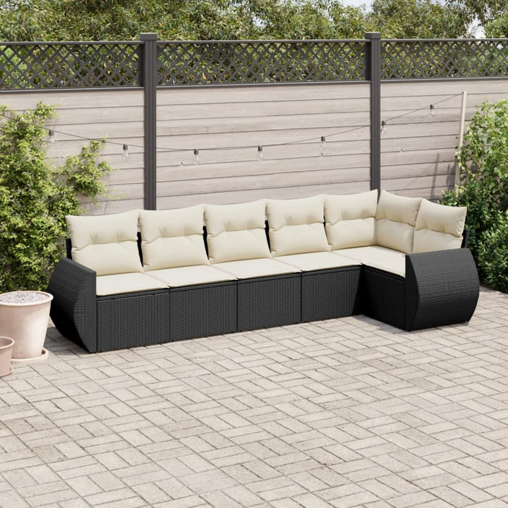 sofasæt til haven 6 dele med hynder polyrattan sort