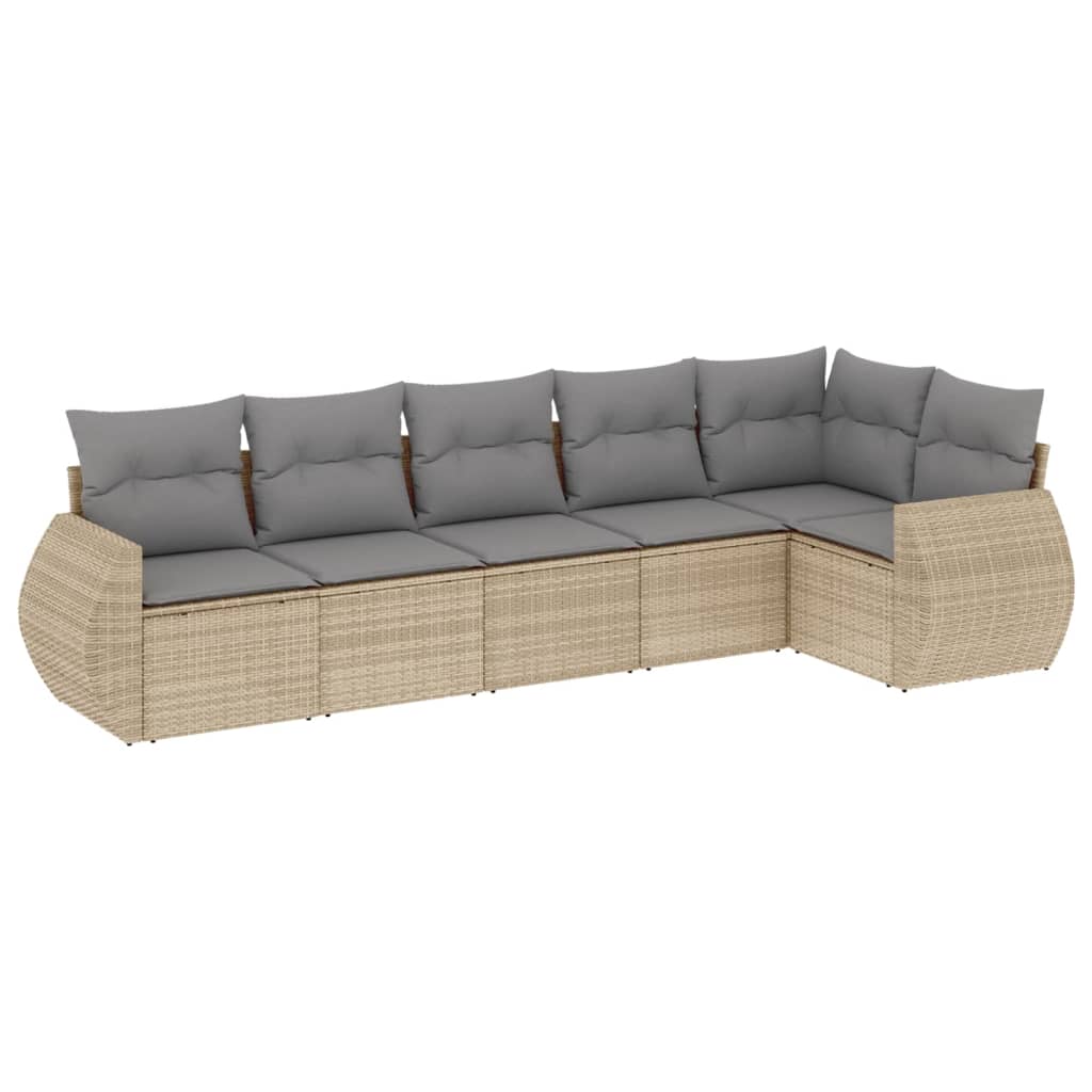 sofasæt til haven 6 dele med hynder polyrattan beige