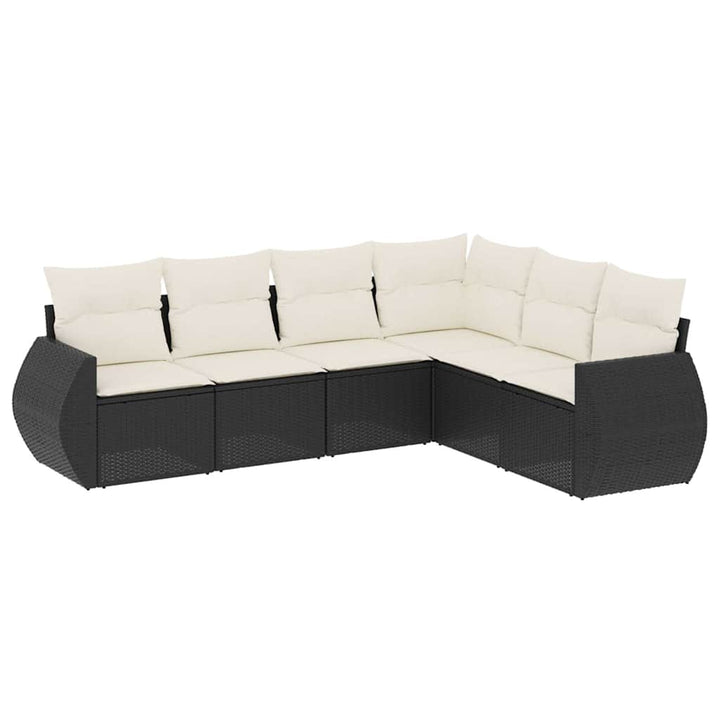 sofasæt til haven 6 dele med hynder polyrattan sort
