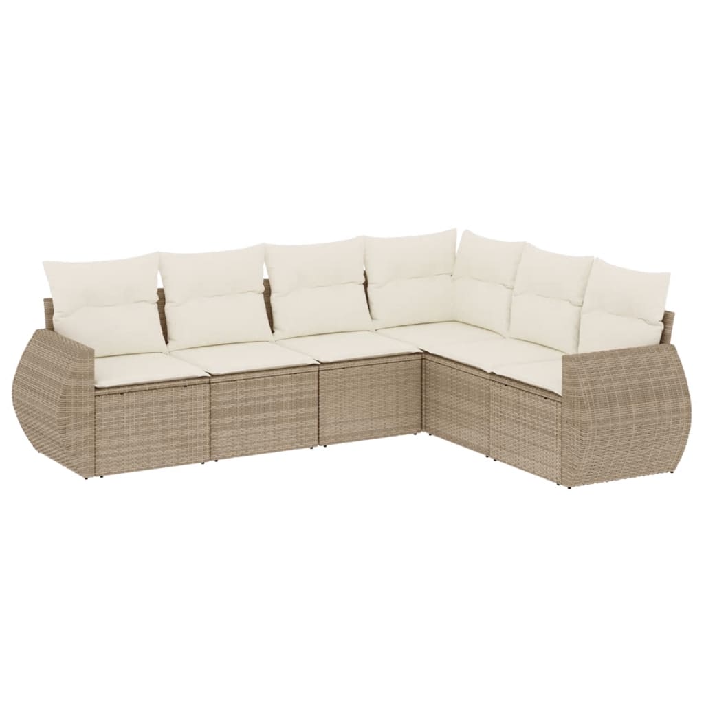 sofasæt til haven 6 dele med hynder polyrattan beige