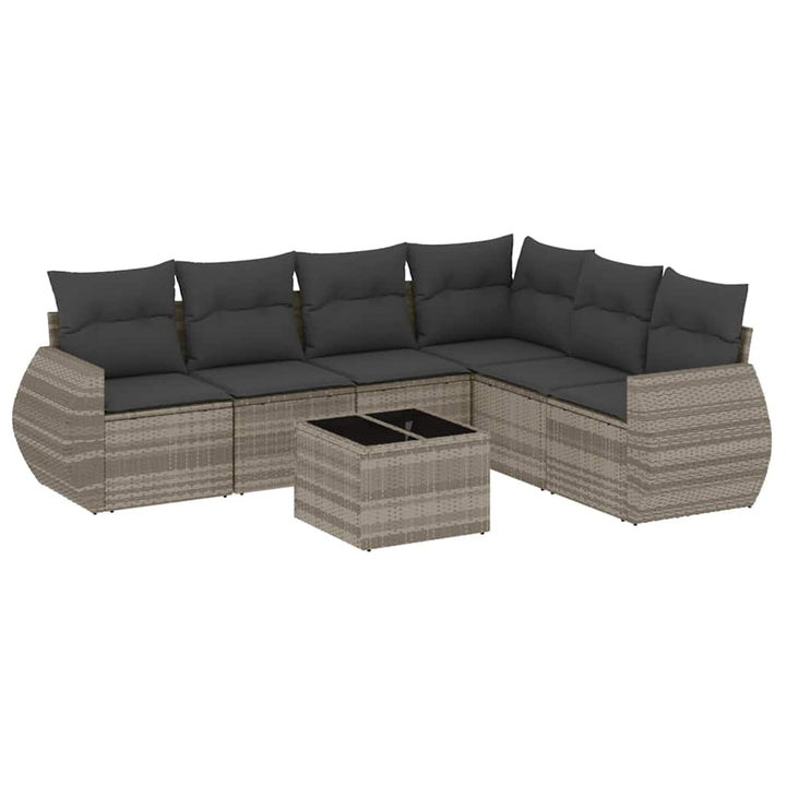 sofasæt til haven 7 dele med hynder polyrattan lysegrå