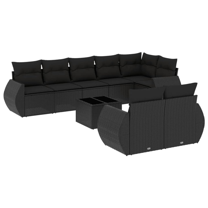 sofasæt til haven 9 dele med hynder polyrattan sort