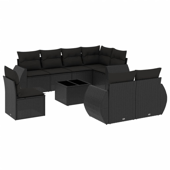 sofasæt til haven 9 dele med hynder polyrattan sort