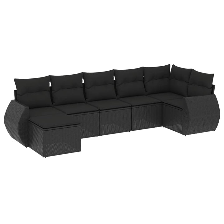 sofasæt til haven 7 dele med hynder polyrattan sort