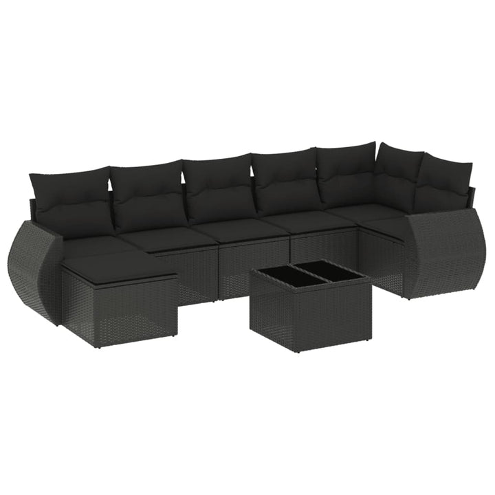 sofasæt til haven 8 dele med hynder polyrattan sort