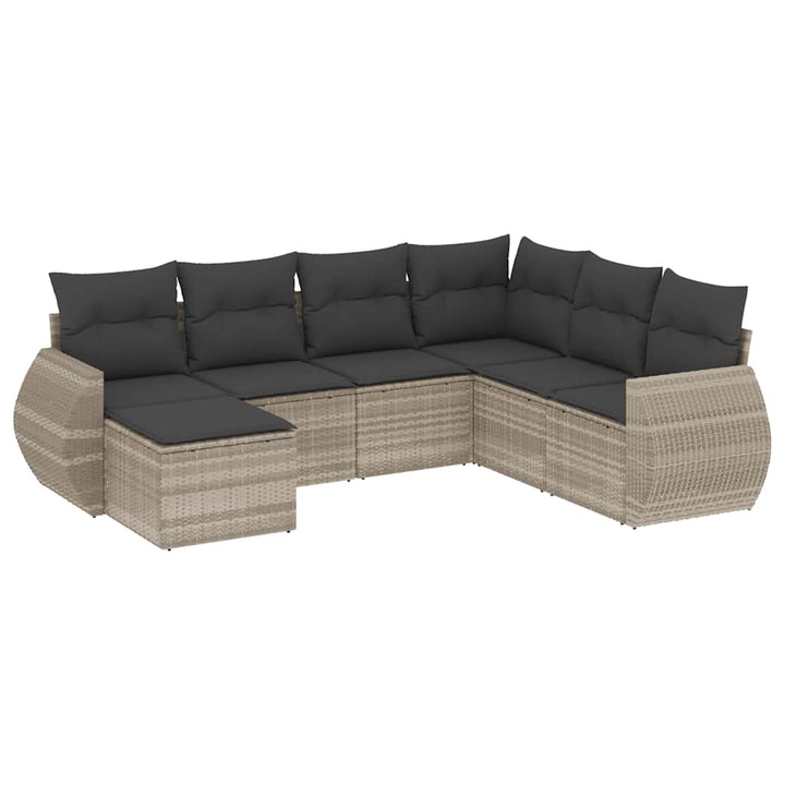 sofasæt til haven 7 dele med hynder polyrattan lysegrå