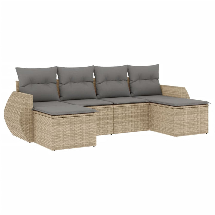 sofasæt til haven 6 dele med hynder polyrattan beige