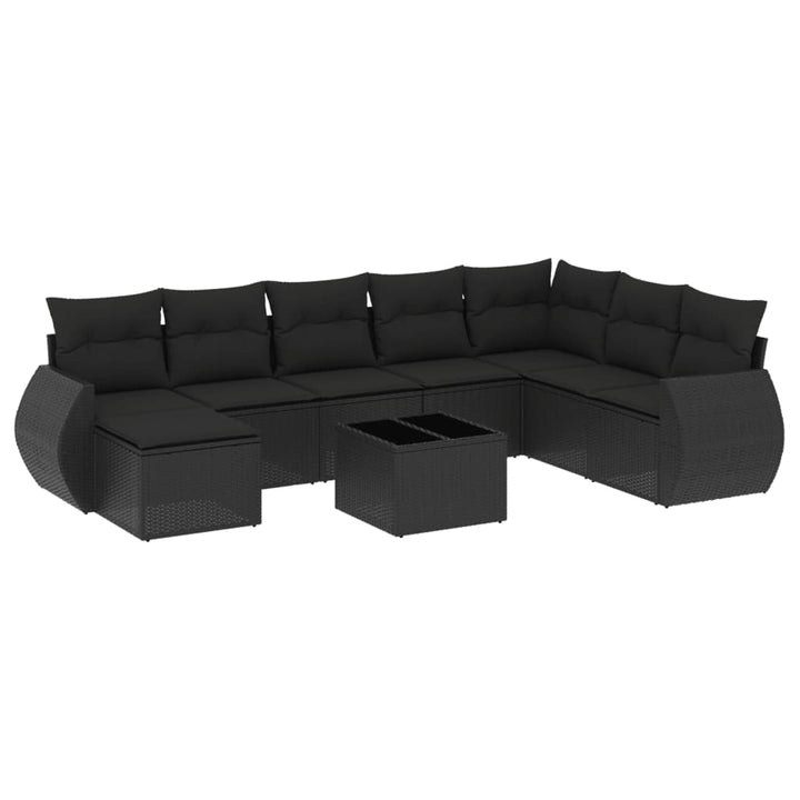 sofasæt til haven 9 dele med hynder polyrattan sort
