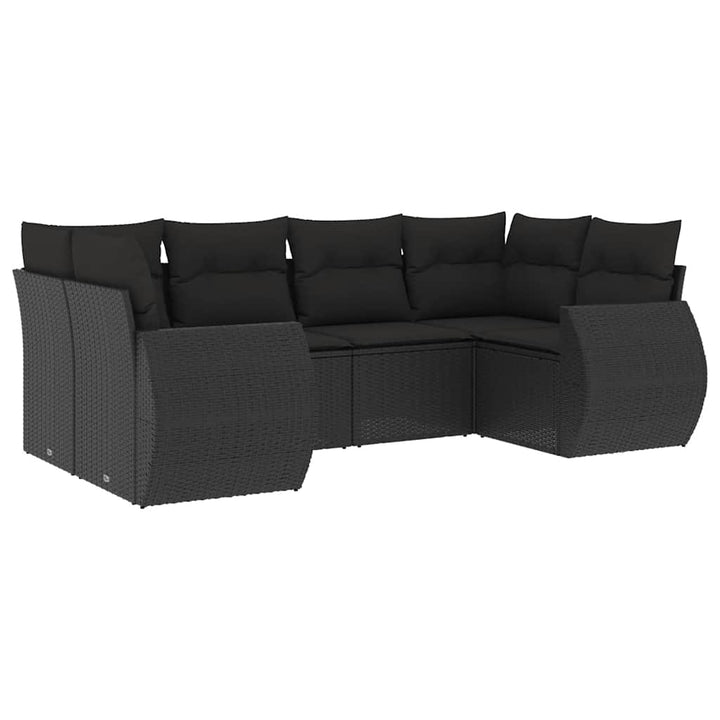 sofasæt til haven 6 dele med hynder polyrattan sort