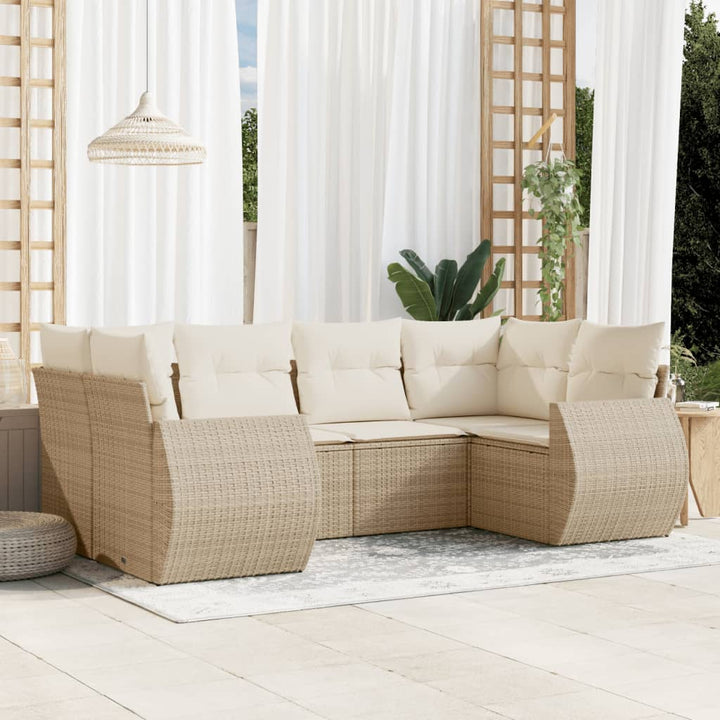 sofasæt til haven 6 dele med hynder polyrattan beige