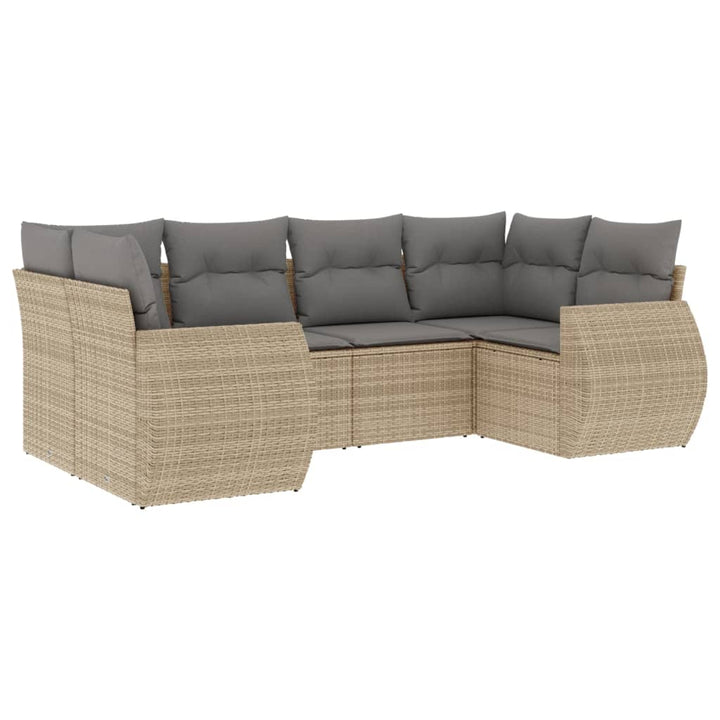 sofasæt til haven 6 dele med hynder polyrattan beige