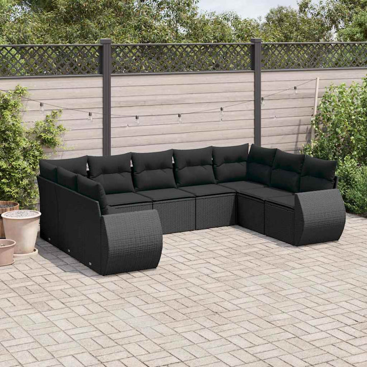 sofasæt til haven 9 dele med hynder polyrattan sort