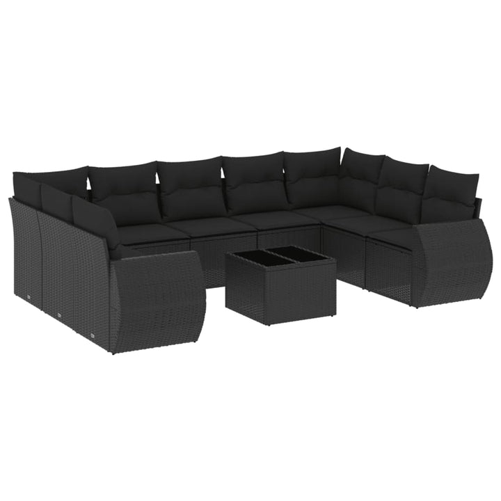 sofasæt til haven 10 dele med hynder polyrattan sort