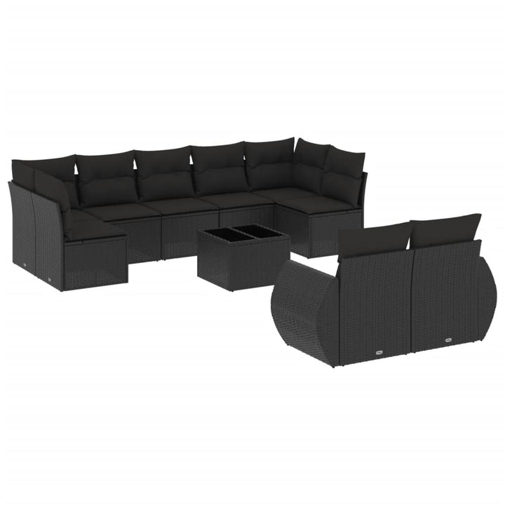 sofasæt til haven 10 dele med hynder polyrattan sort
