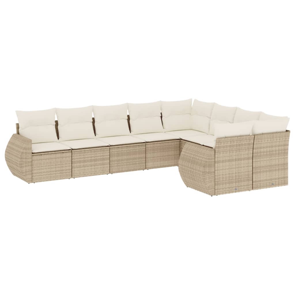 sofasæt til haven 9 dele med hynder polyrattan beige