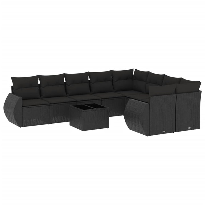 sofasæt til haven 10 dele med hynder polyrattan sort