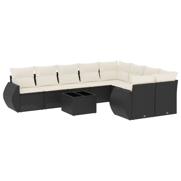 sofasæt til haven 10 dele med hynder polyrattan sort
