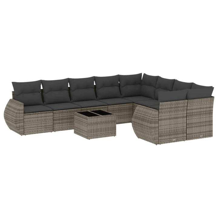 sofasæt til haven 10 dele med hynder polyrattan grå