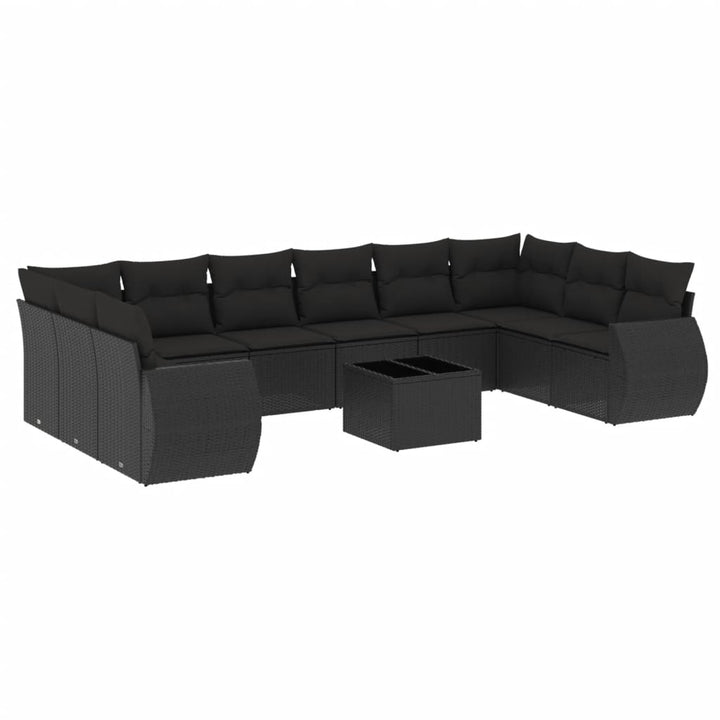 sofasæt til haven 11 dele med hynder polyrattan sort
