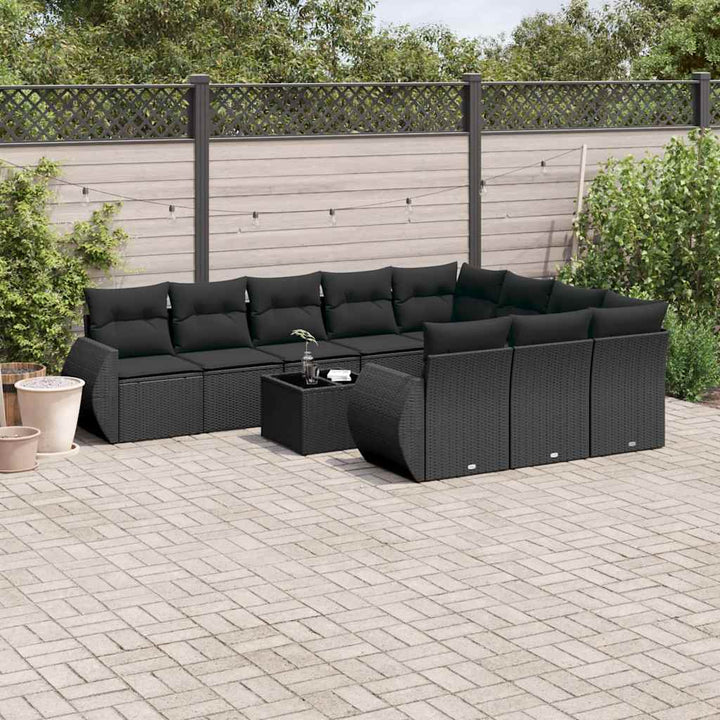 sofasæt til haven 11 dele med hynder polyrattan sort