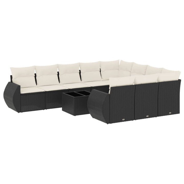 sofasæt til haven 11 dele med hynder polyrattan sort