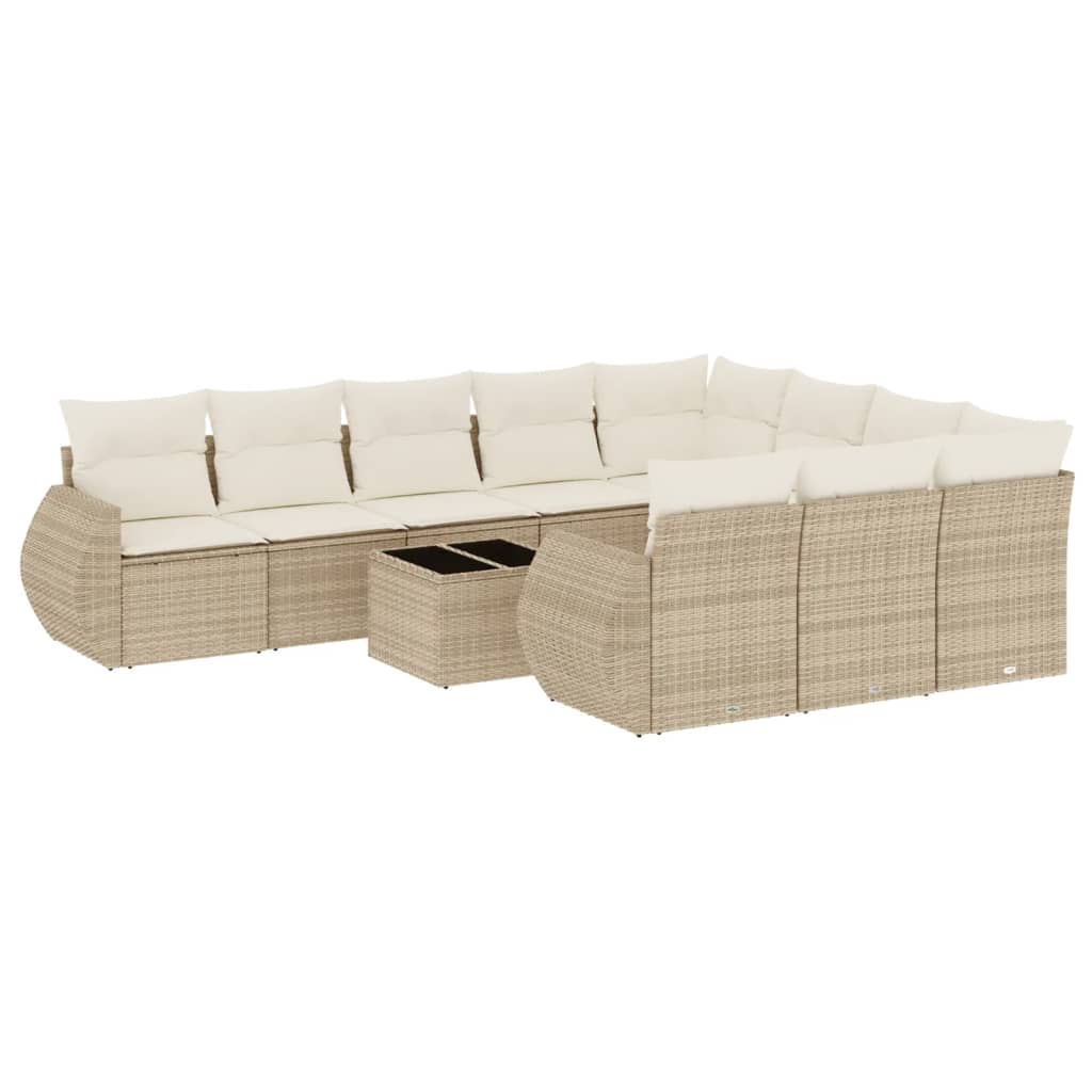 sofasæt til haven 11 dele med hynder polyrattan beige