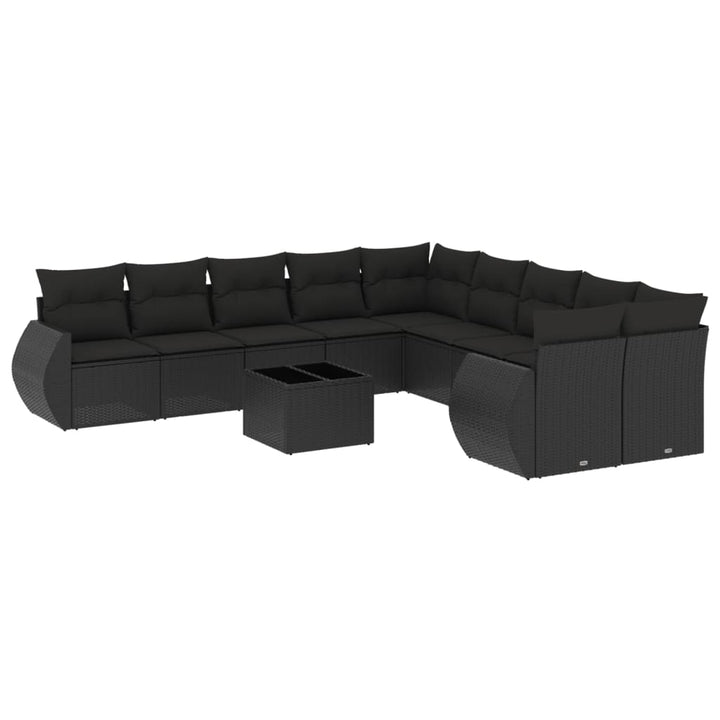 sofasæt til haven 11 dele med hynder polyrattan sort
