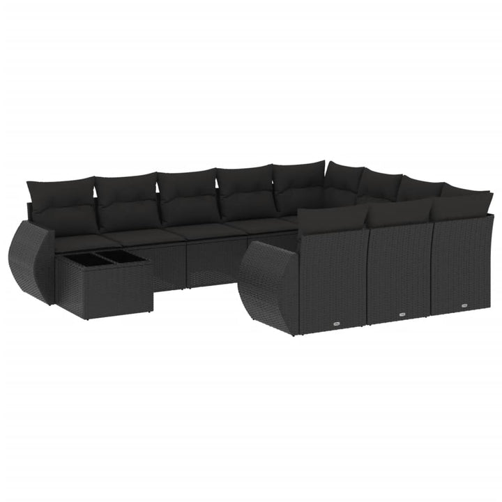 sofasæt til haven 11 dele med hynder polyrattan sort