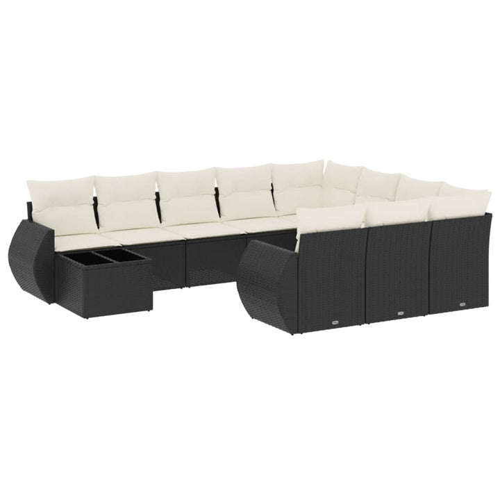 sofasæt til haven 11 dele med hynder polyrattan sort