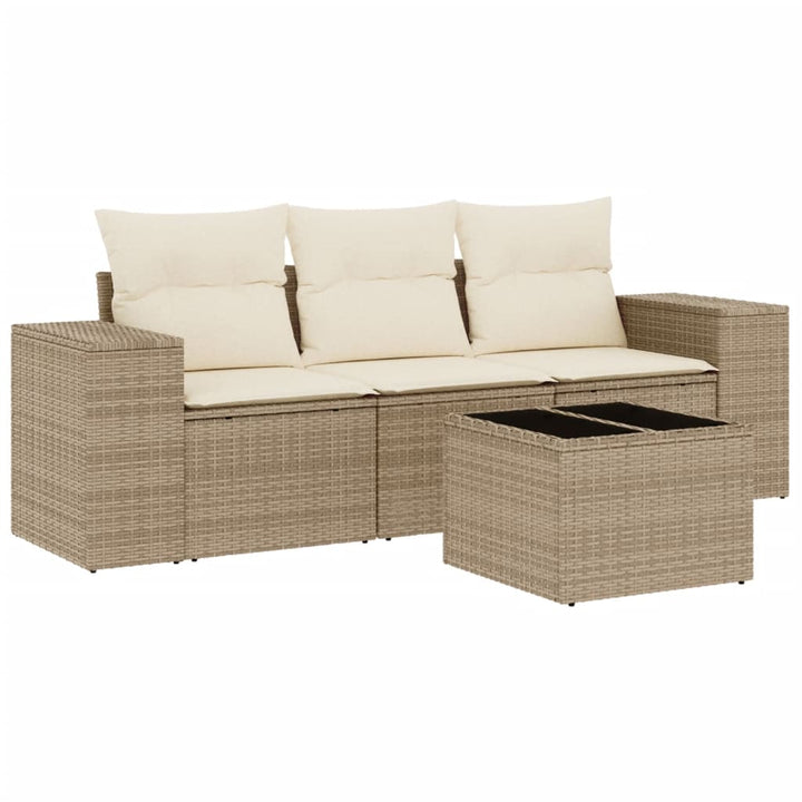 sofasæt til haven 4 dele med hynder polyrattan beige