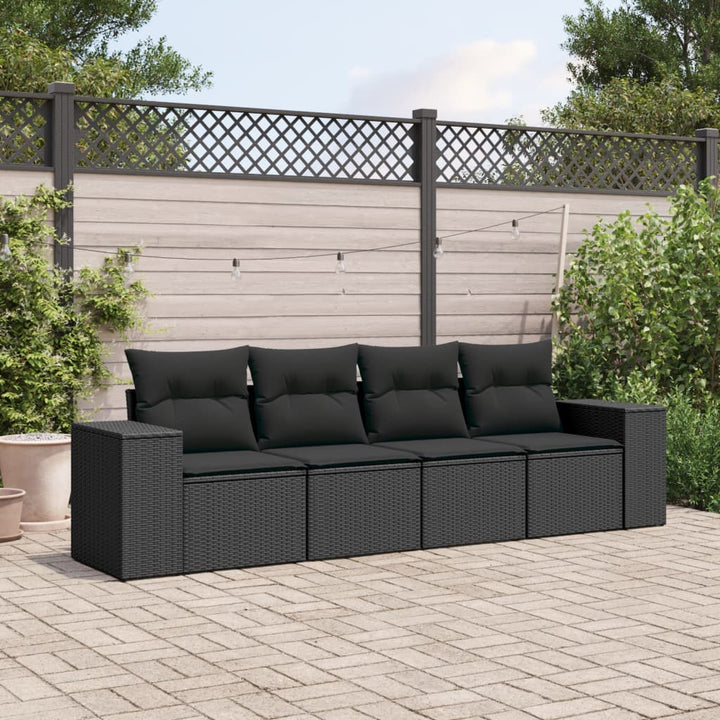 sofasæt til haven 4 dele med hynder polyrattan sort