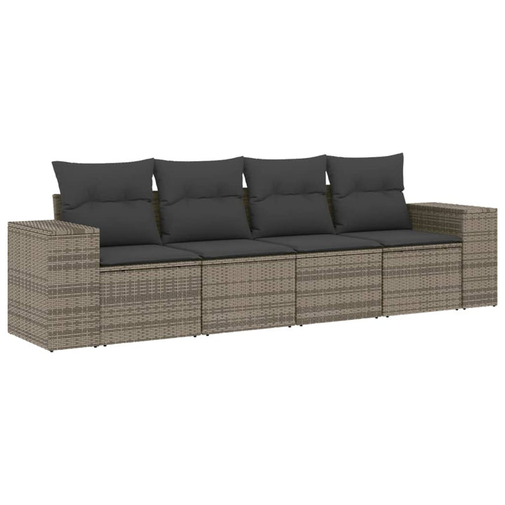 sofasæt til haven 4 dele med hynder polyrattan grå