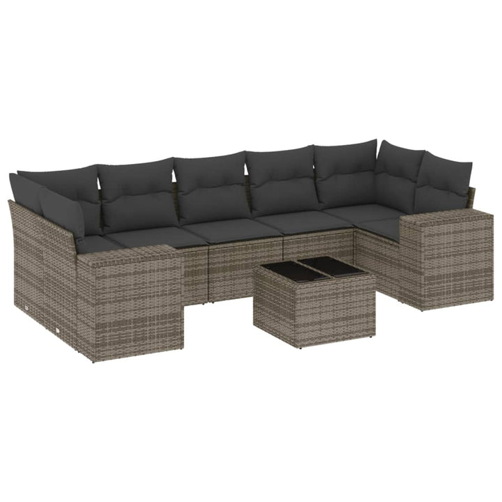 sofasæt til haven 8 dele med hynder polyrattan grå