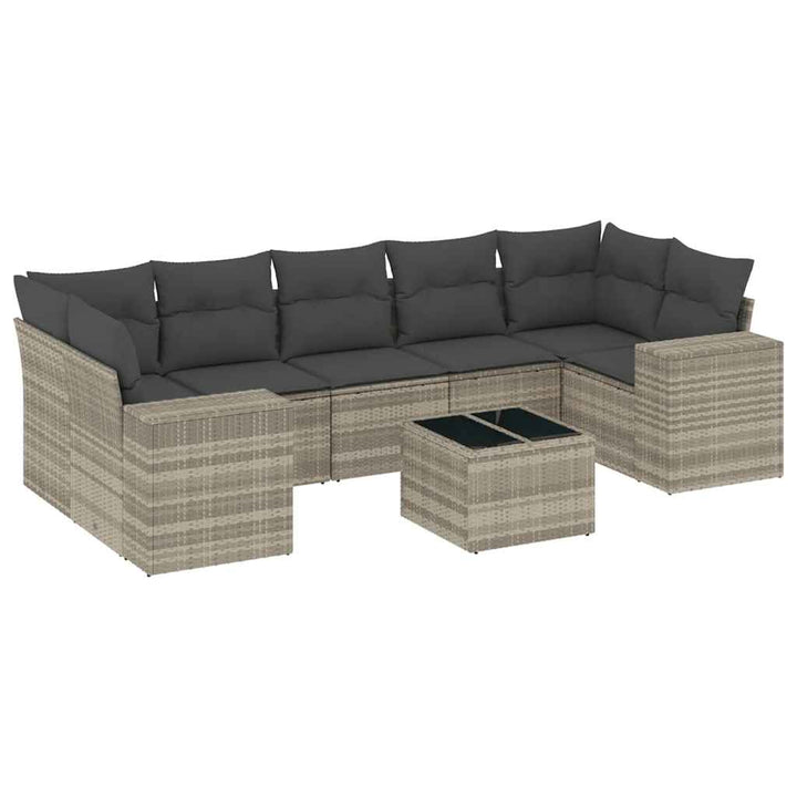sofasæt til haven 8 dele med hynder polyrattan lysegrå