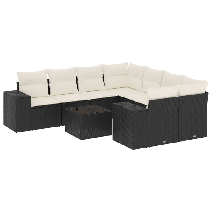 sofasæt til haven 9 dele med hynder polyrattan sort