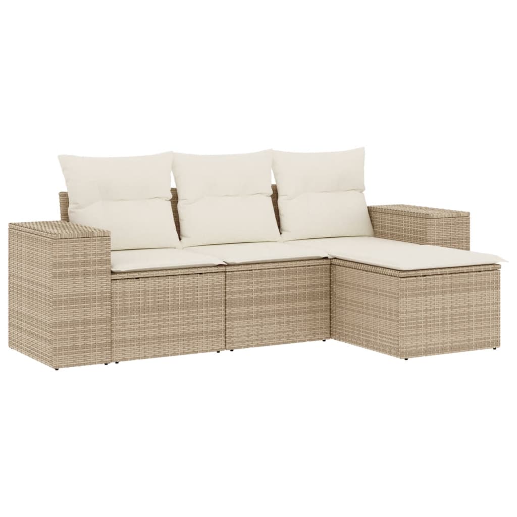 sofasæt til haven 4 dele med hynder polyrattan beige