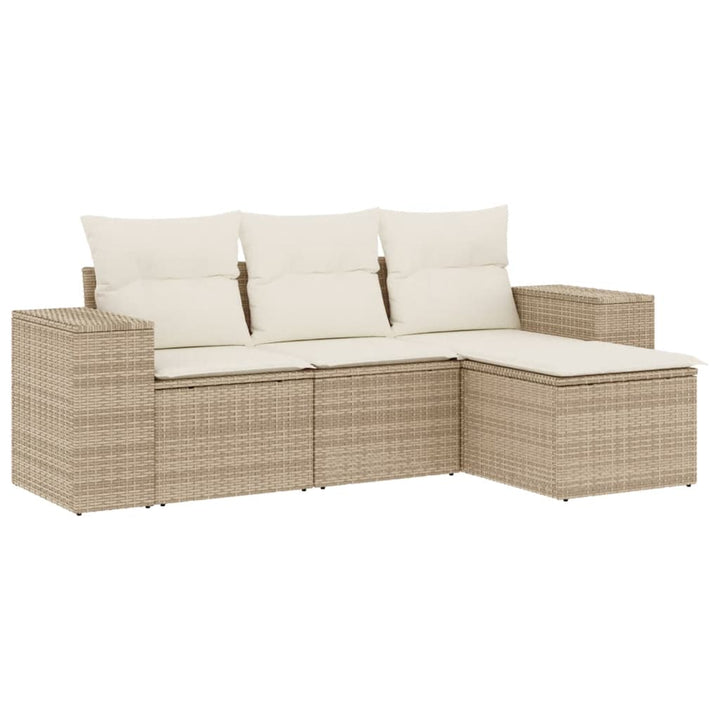 sofasæt til haven 4 dele med hynder polyrattan beige