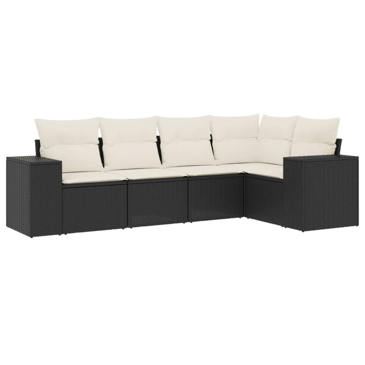 sofasæt til haven 5 dele med hynder polyrattan sort