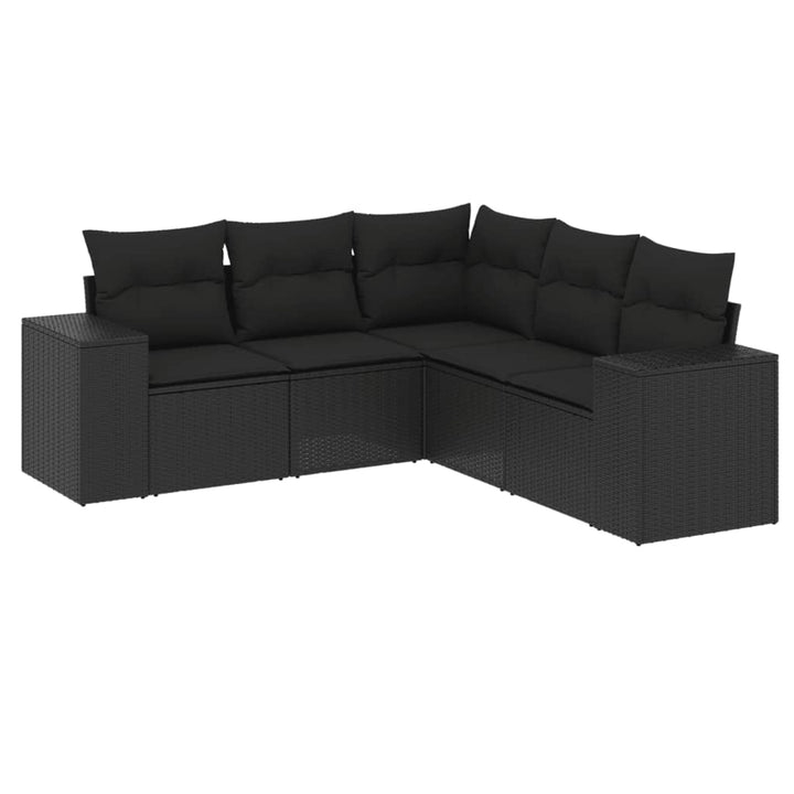 sofasæt til haven 5 dele med hynder polyrattan sort