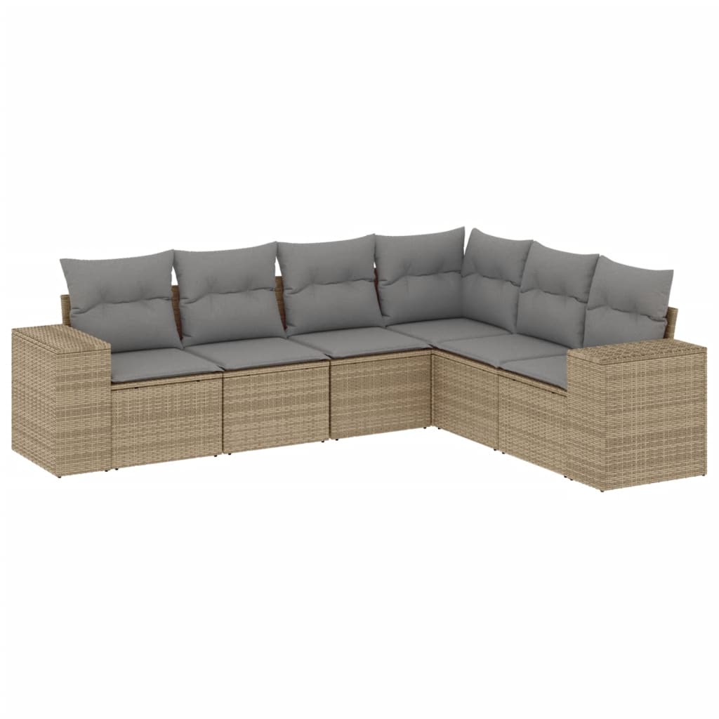 sofasæt til haven 6 dele med hynder polyrattan beige