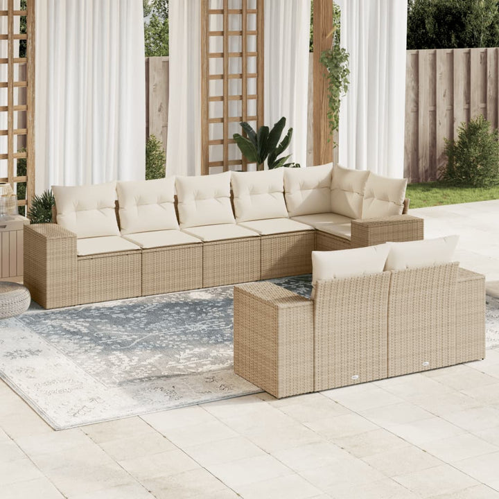 sofasæt til haven 8 dele med hynder polyrattan beige