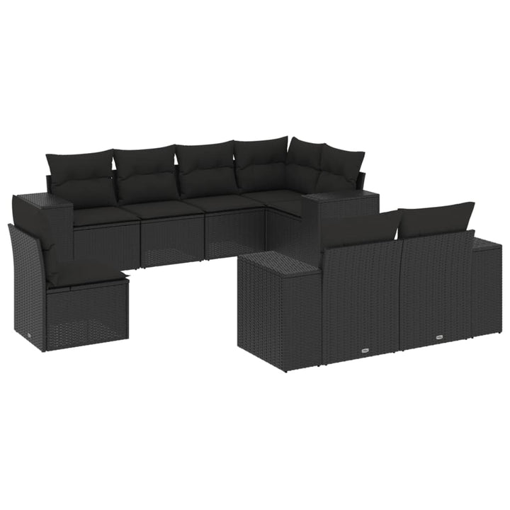 sofasæt til haven 8 dele med hynder polyrattan sort