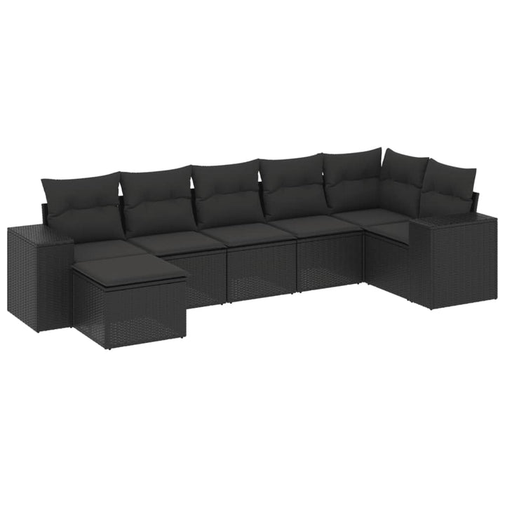 sofasæt til haven 7 dele med hynder polyrattan sort