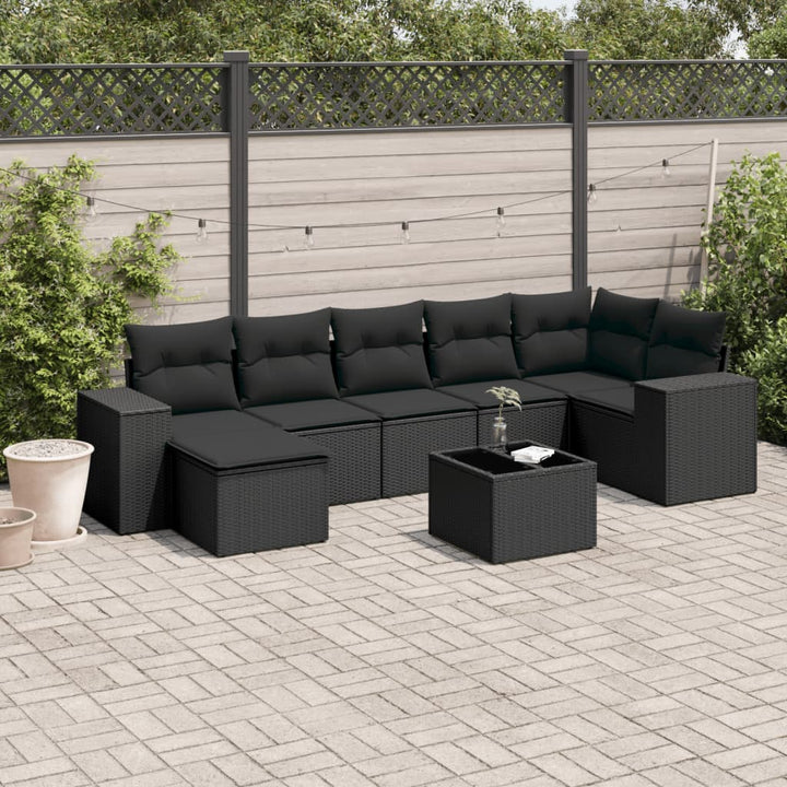 sofasæt til haven 8 dele med hynder polyrattan sort