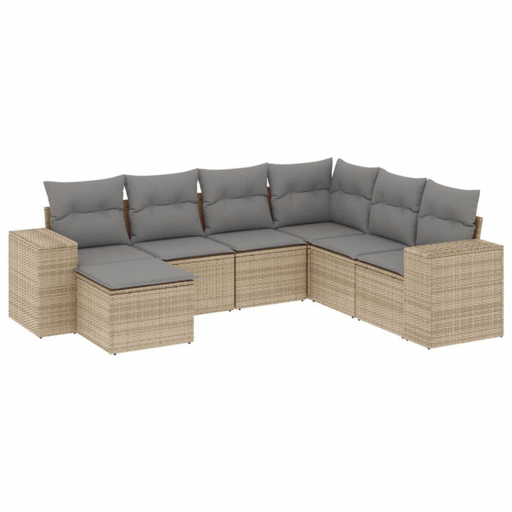 sofasæt til haven 7 dele med hynder polyrattan beige