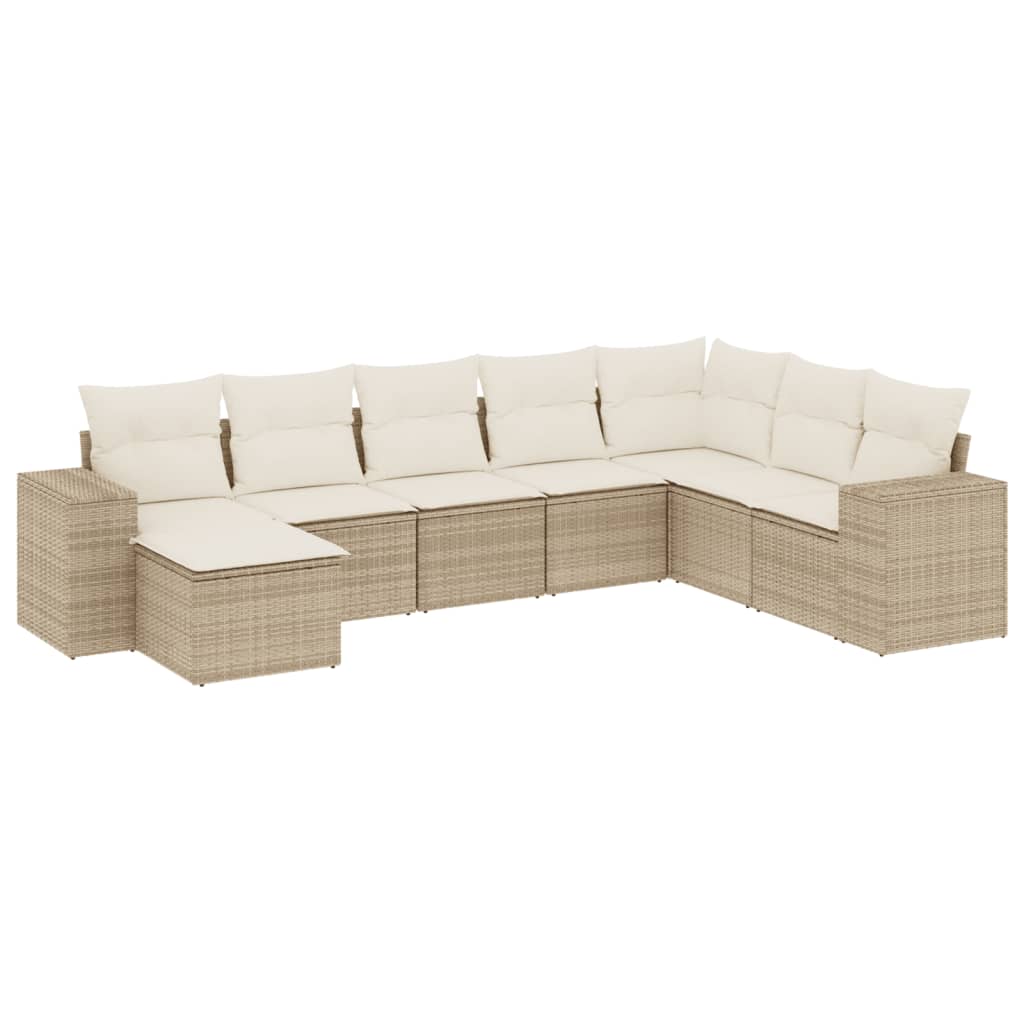 sofasæt til haven 8 dele med hynder polyrattan beige