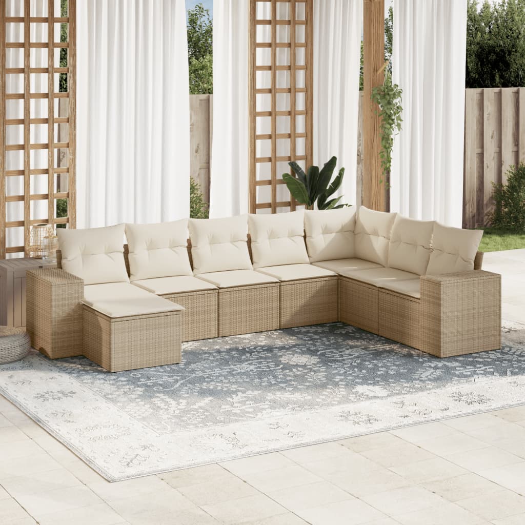 sofasæt til haven 8 dele med hynder polyrattan beige
