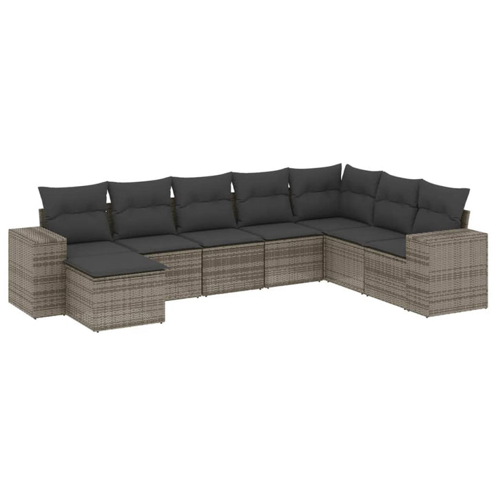 sofasæt til haven 8 dele med hynder polyrattan grå