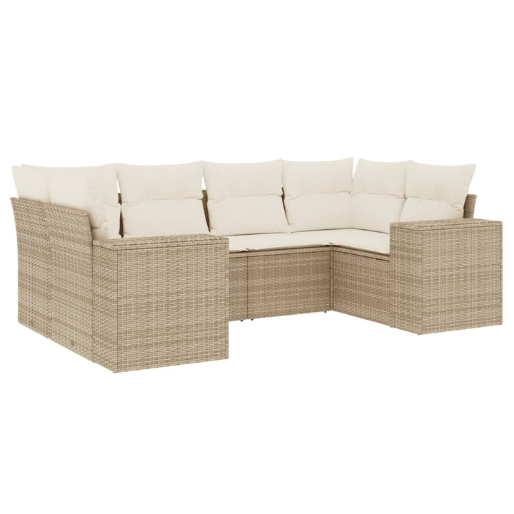 sofasæt til haven 6 dele med hynder polyrattan beige